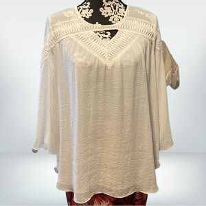 J/M Sportswear by Cato 3/4 Sleeve Lined Tunic Top Blouse Ivory Medium NWT